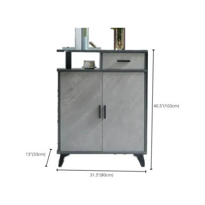 Entryway Grey Wood Shoe Storage Cabinet with Display Top  #size