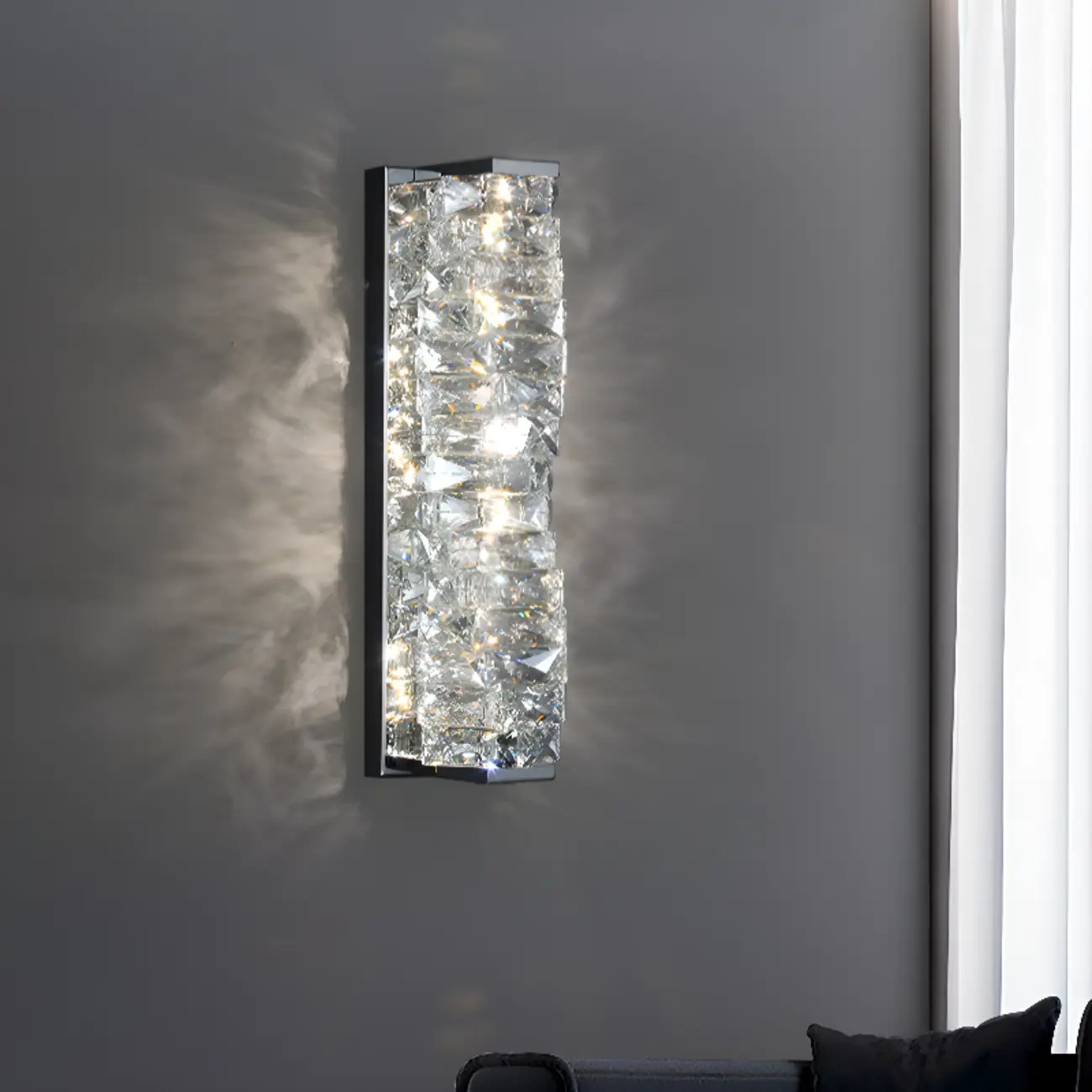 2-Light Geometric Wall Light with Clear Crystal  Image - 4 | homeyfad
