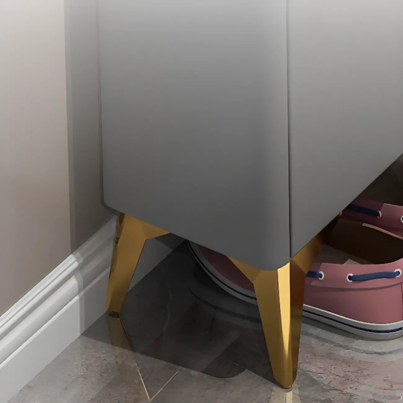 Grey/White Wood Hidden Storage Shoe Cabinet for Entryway Image - 6