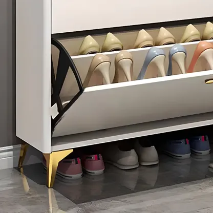 Grey/White Wood Hidden Storage Shoe Cabinet for Entryway Image - 11