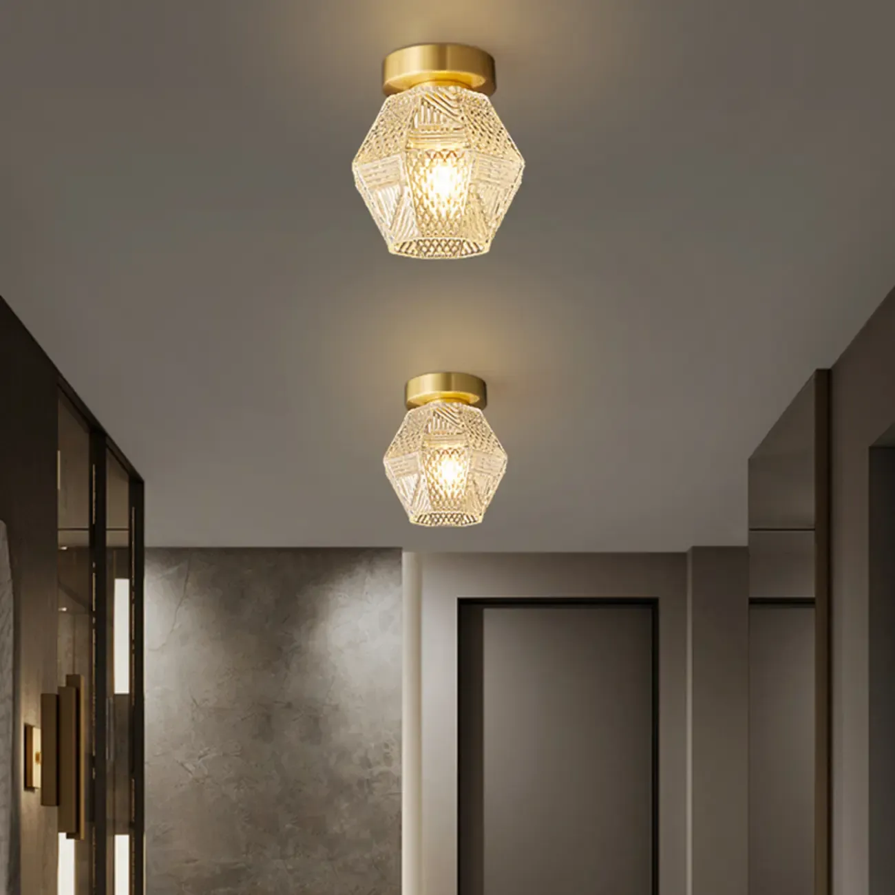 5 to 9 Inch Gold Modern Semi Flush Ceiling Light for Entryway Image - 6