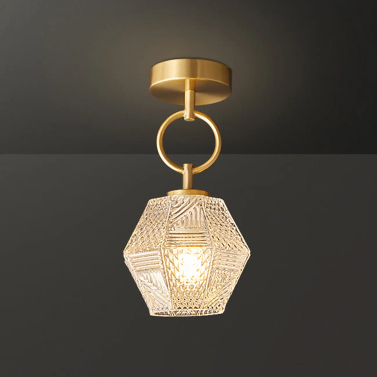 5 to 9 Inch Gold Modern Semi Flush Ceiling Light for Entryway Image - 10 | homeyfad