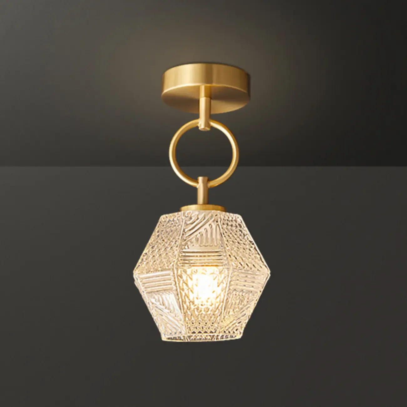 5 to 9 Inch Gold Modern Semi Flush Ceiling Light for Entryway Image - 10