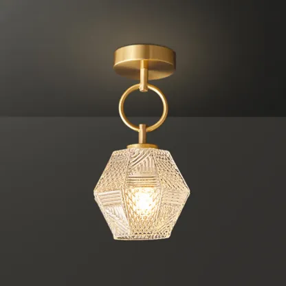 5 to 9 Inch Gold Modern Semi Flush Ceiling Light for Entryway Image - 10