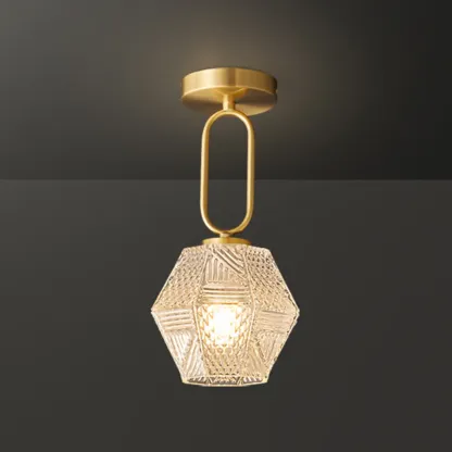 5 to 9 Inch Gold Modern Semi Flush Ceiling Light for Entryway Image - 11