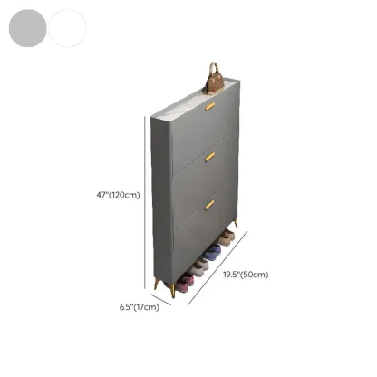 Grey/White Wood Hidden Storage Shoe Cabinet for Entryway #size