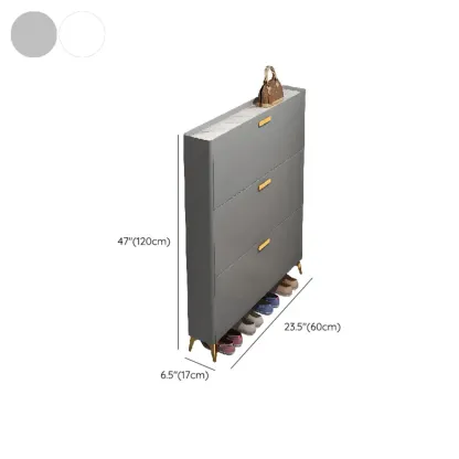 Grey/White Wood Hidden Storage Shoe Cabinet for Entryway Image - 21