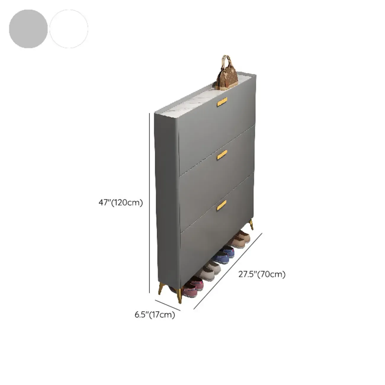 Grey/White Wood Hidden Storage Shoe Cabinet for Entryway Image - 22