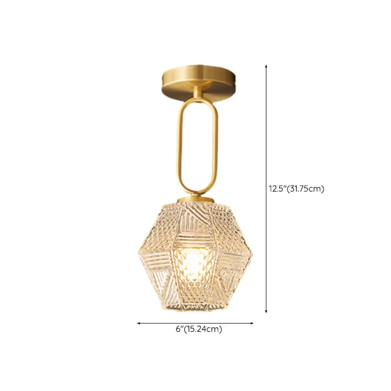 5 to 9 Inch Gold Modern Semi Flush Ceiling Light for Entryway #size