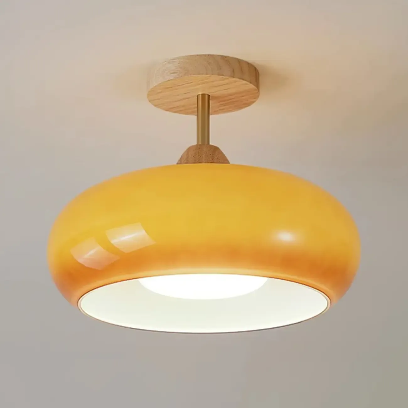 Modern Mini Semi Flush Mount Ceiling Light with Drum Shape Image - 8