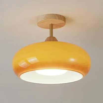 Modern Mini Semi Flush Mount Ceiling Light with Drum Shape Image - 8