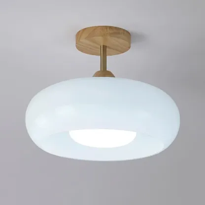 Modern Mini Semi Flush Mount Ceiling Light with Drum Shape Image - 9