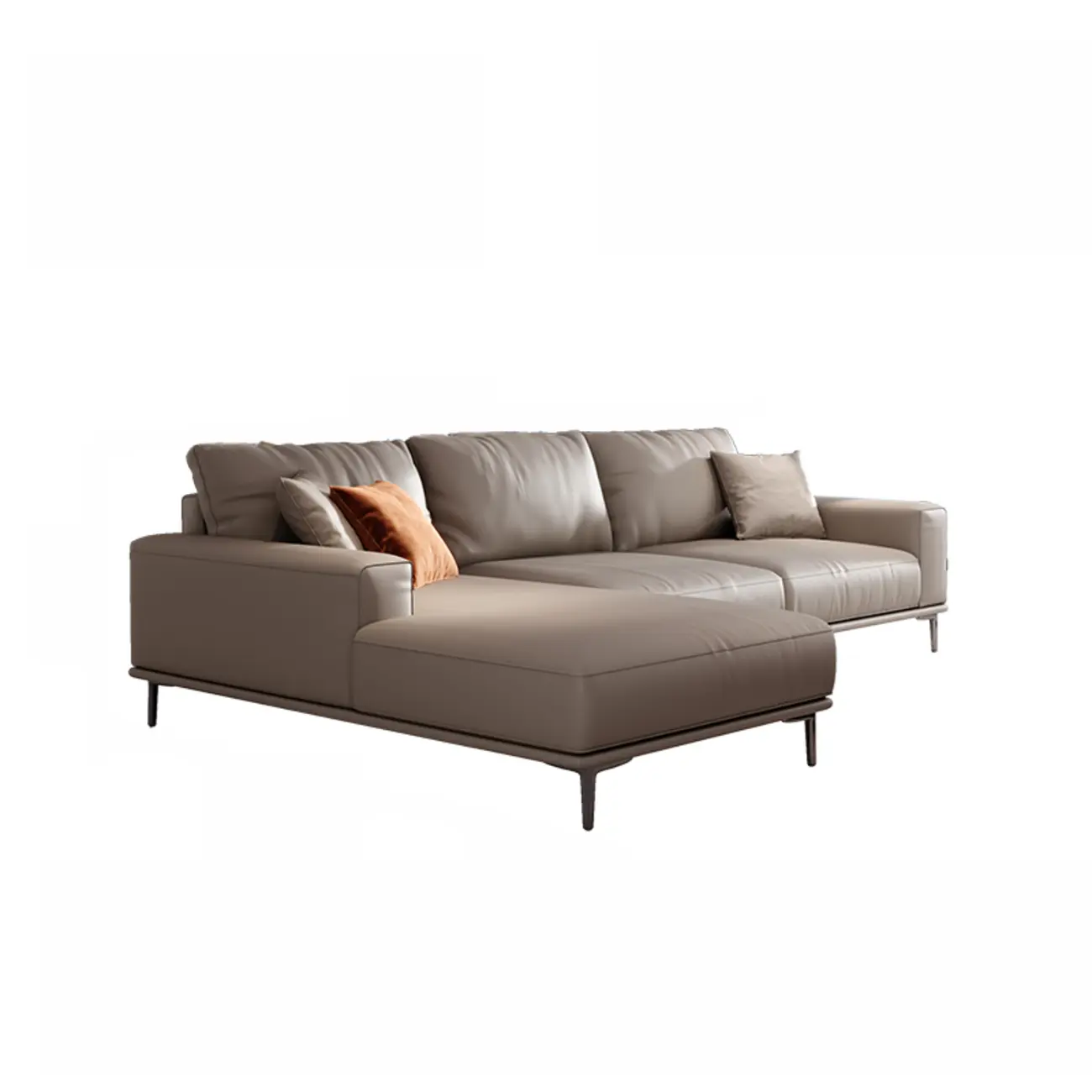 Modern Grey Leather Upholstered Sofa with Pillows Image - 11 | homeyfad