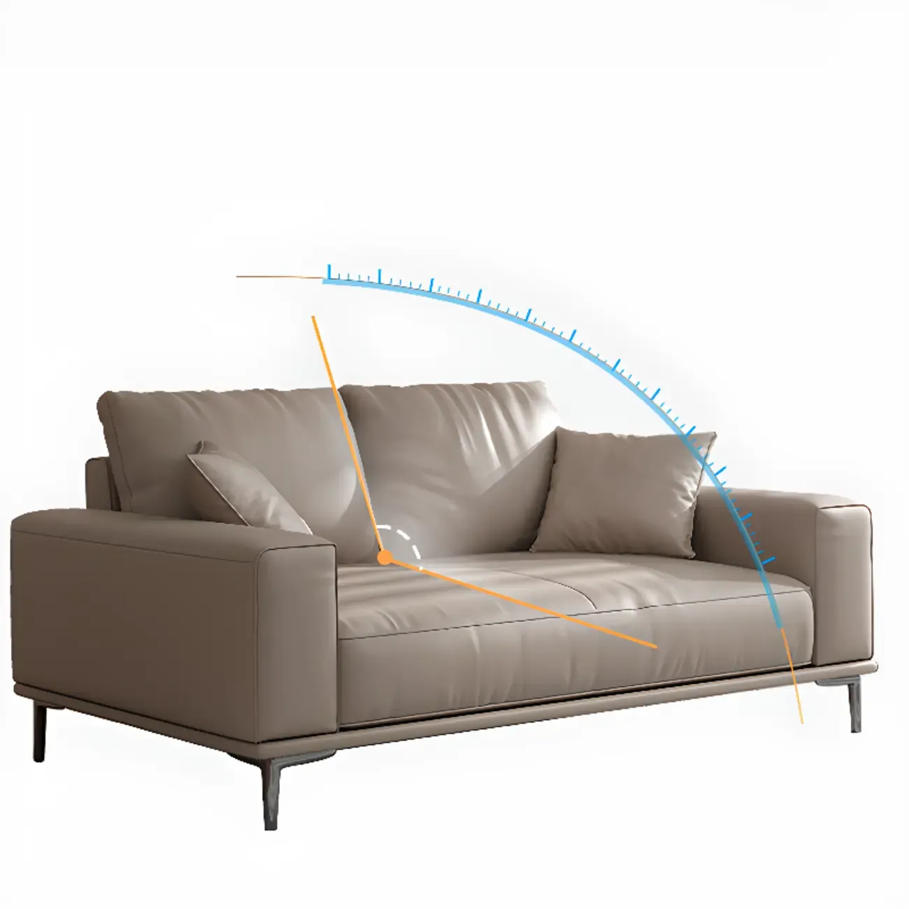 Modern Grey Leather Upholstered Sofa with Pillows Image - 16