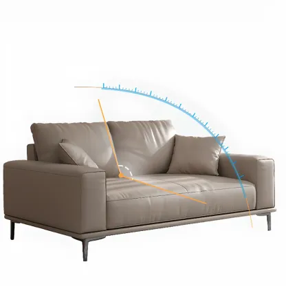Modern Grey Leather Upholstered Sofa with Pillows Image - 16