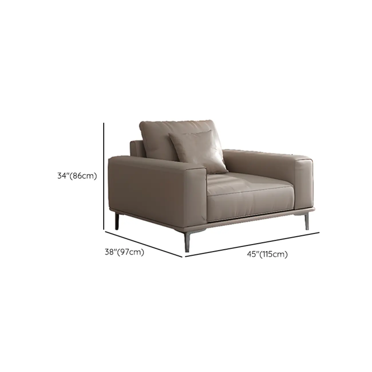 Modern Grey Leather Upholstered Sofa with Pillows #size | homeyfad