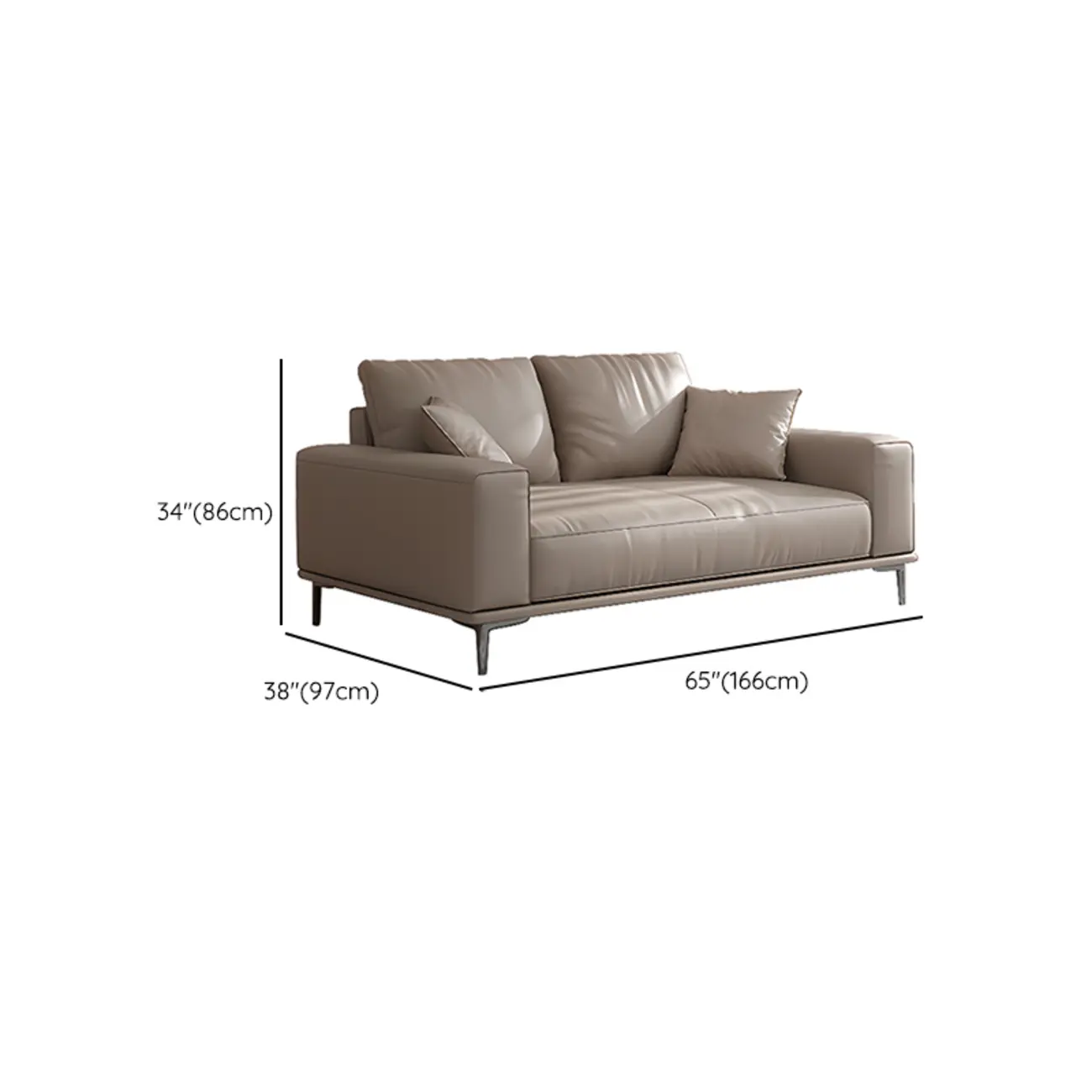 Modern Grey Leather Upholstered Sofa with Pillows Image - 19 | homeyfad