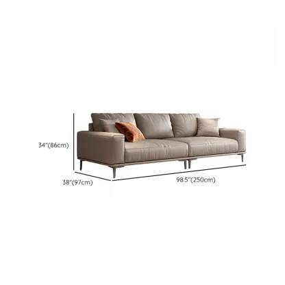 Modern Grey Leather Upholstered Sofa with Pillows Image - 22