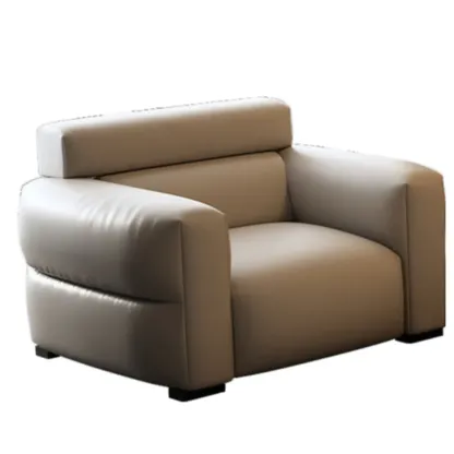 Modern Off-White Leather Sofa Couch Single Sofa for Living Room Image - 5
