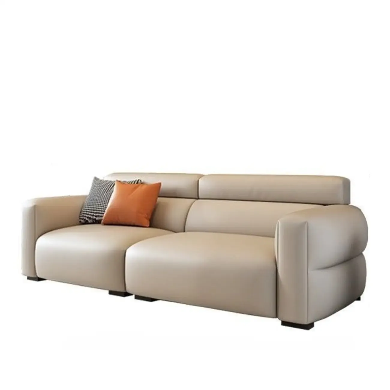 Modern Off-White Leather Sofa Couch Single Sofa for Living Room Image - 6