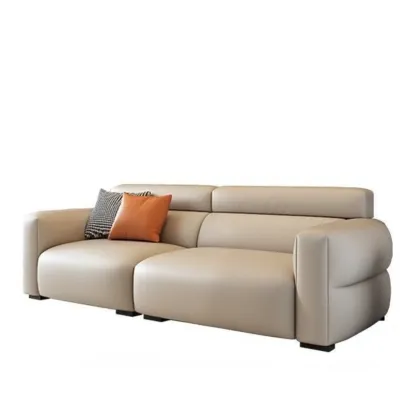 Modern Off-White Leather Sofa Couch Single Sofa for Living Room Image - 6