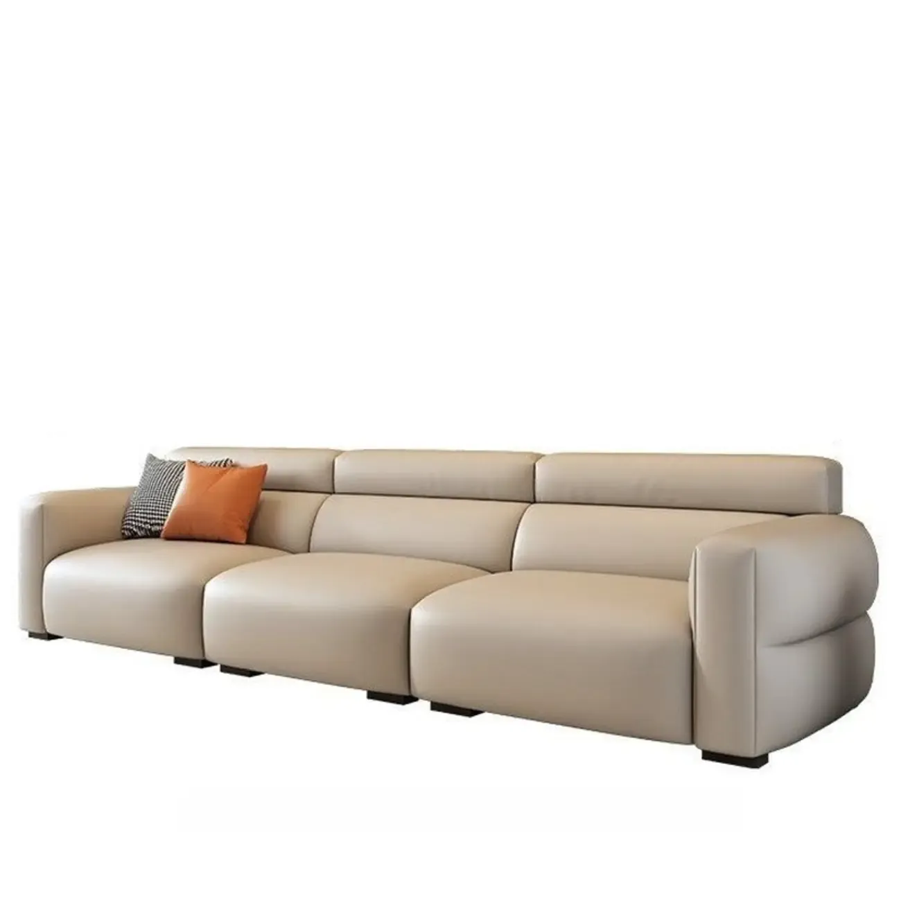 Modern Off-White Leather Sofa Couch Single Sofa for Living Room Image - 7
