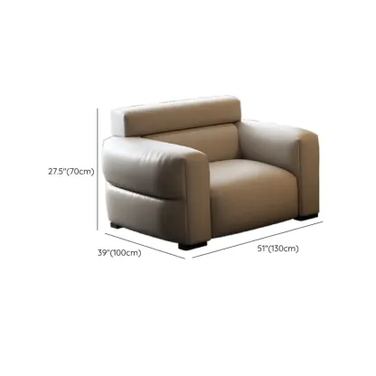Modern Off-White Leather Sofa Couch Single Sofa for Living Room #size