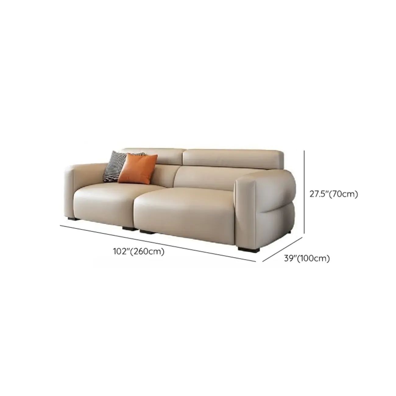 Modern Off-White Leather Sofa Couch Single Sofa for Living Room Image - 13