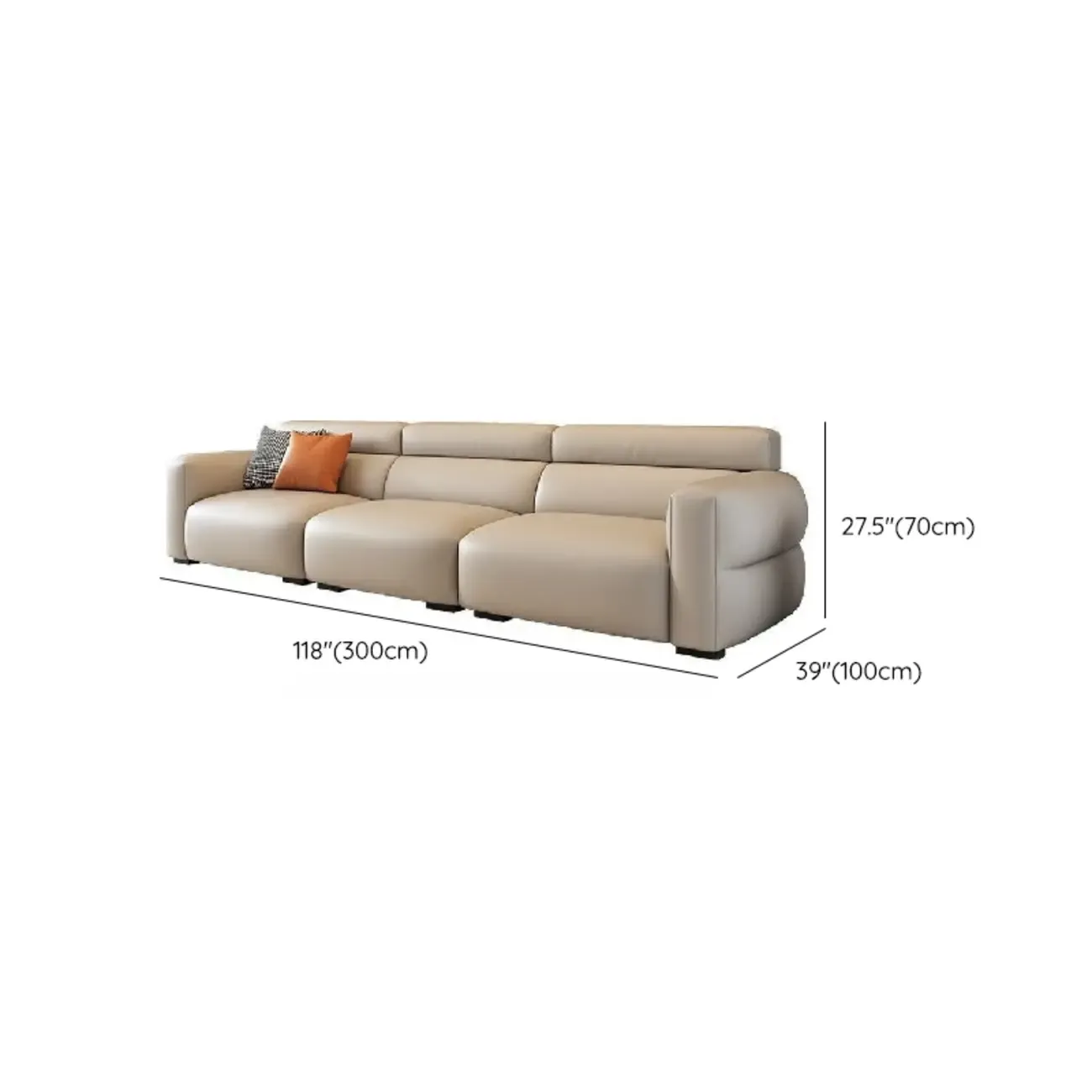 Modern Off-White Leather Sofa Couch Single Sofa for Living Room Image - 15