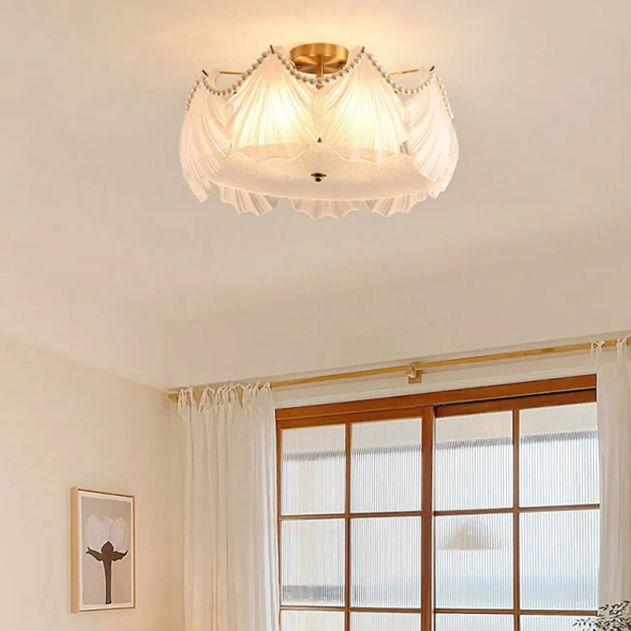 Luxury Living Room Ceiling Light with Glass Shell Shade Image - 1 | homeyfad