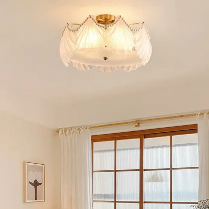 Luxury Living Room Ceiling Light with Glass Shell Shade Image - 1