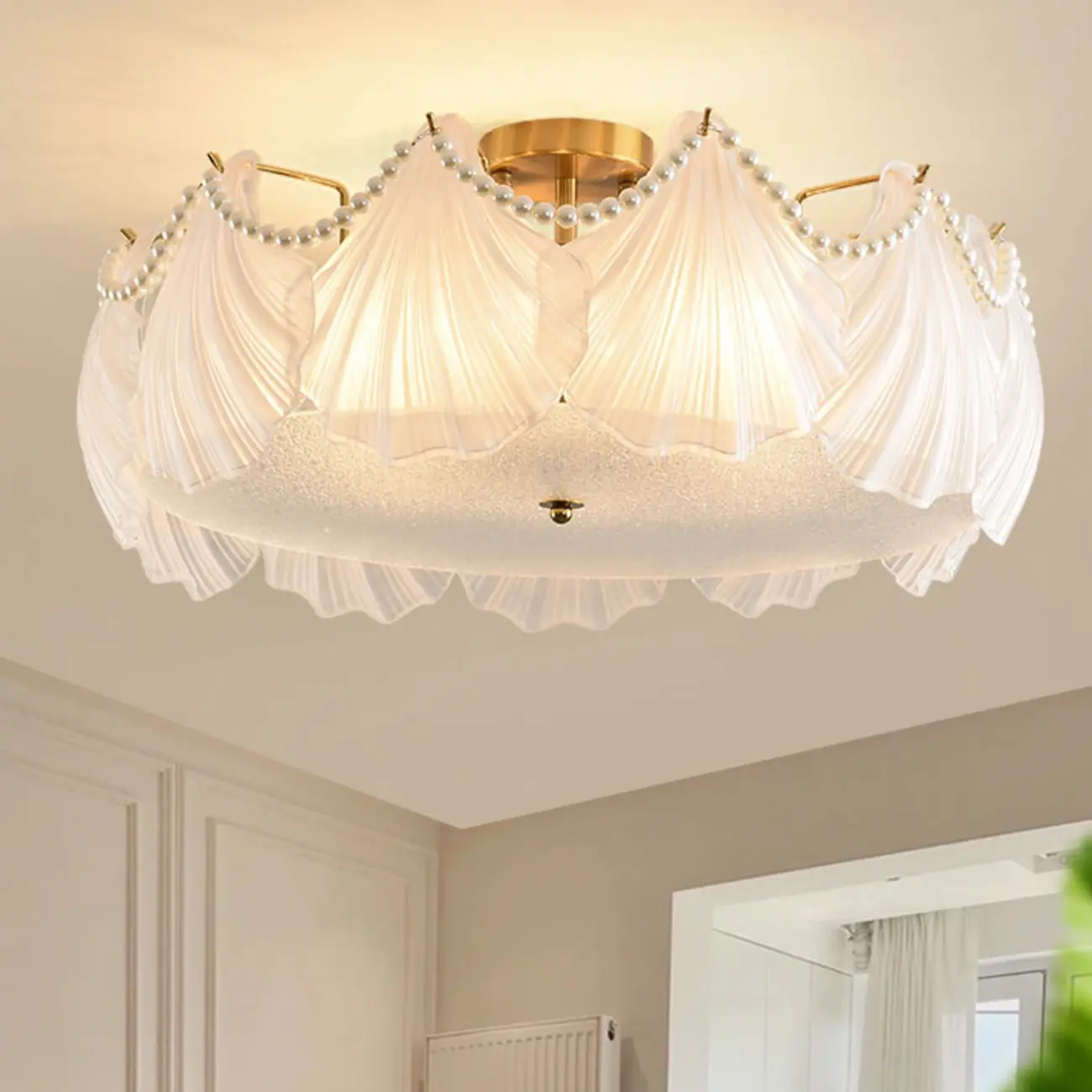 Luxury Living Room Ceiling Light with Glass Shell Shade Image - 2 | homeyfad