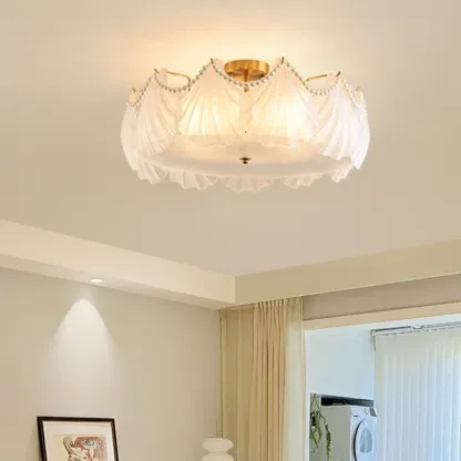 Luxury Living Room Ceiling Light with Glass Shell Shade Image - 3