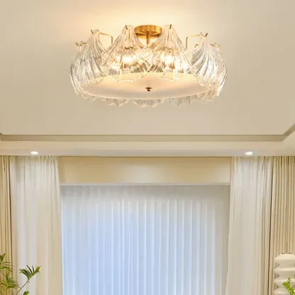 Luxury Living Room Ceiling Light with Glass Shell Shade Image - 4