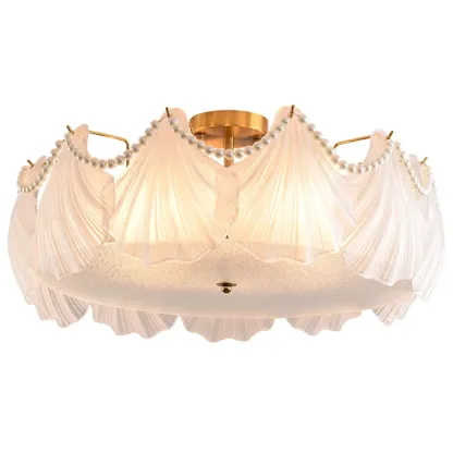 Luxury Living Room Ceiling Light with Glass Shell Shade Image - 5