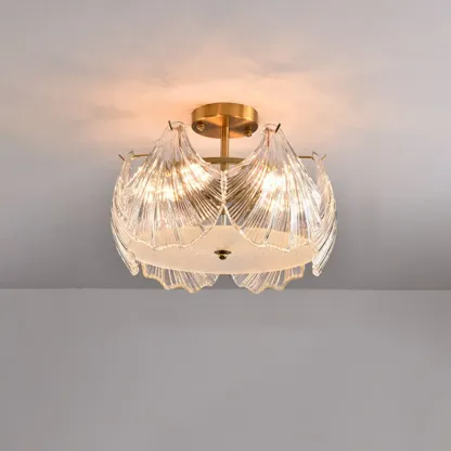 Luxury Living Room Ceiling Light with Glass Shell Shade Image - 6