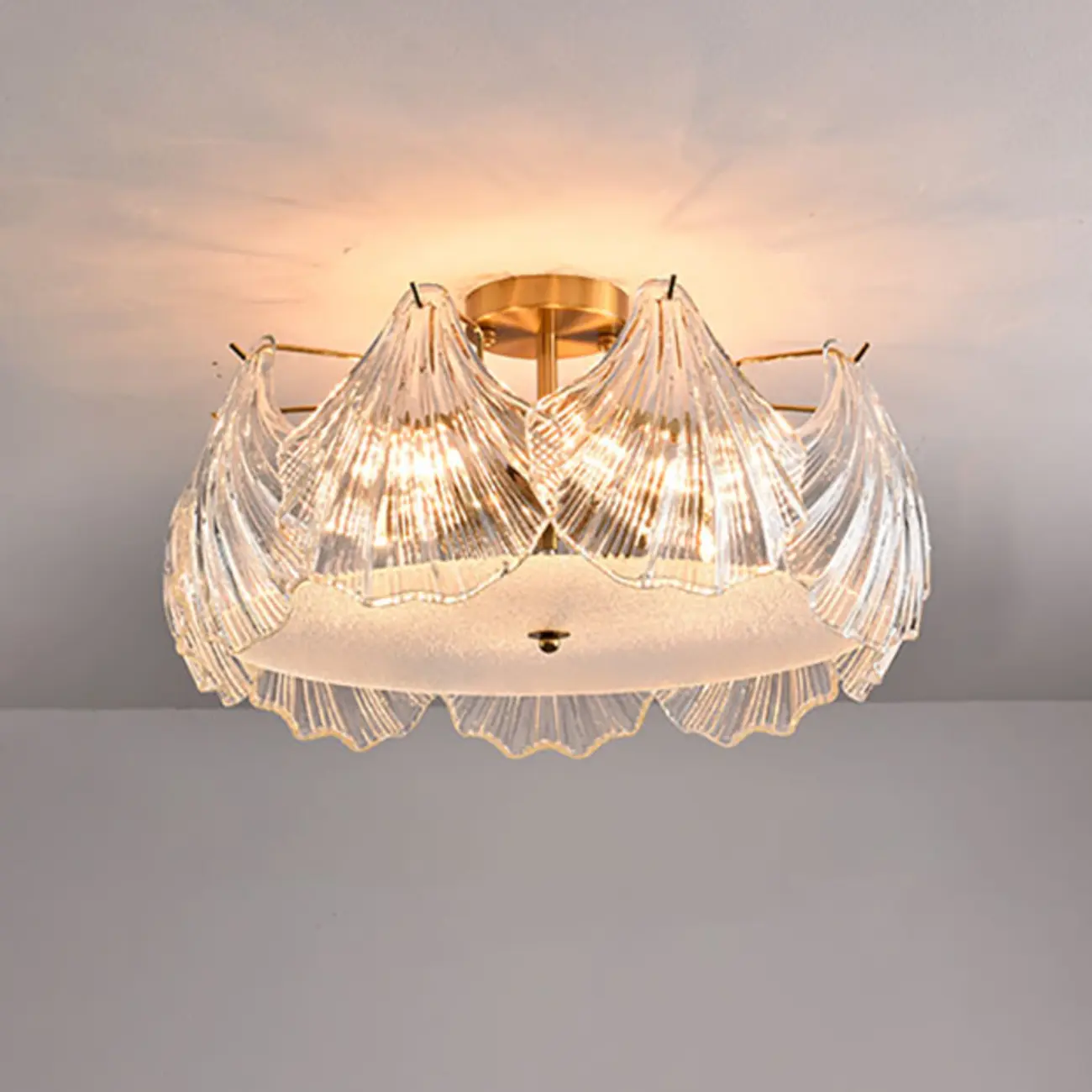 Luxury Living Room Ceiling Light with Glass Shell Shade Image - 8 | homeyfad