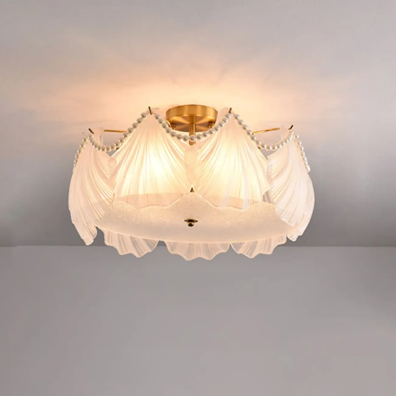 Luxury Living Room Ceiling Light with Glass Shell Shade Image - 9