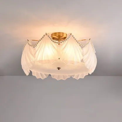 Luxury Living Room Ceiling Light with Glass Shell Shade Image - 9