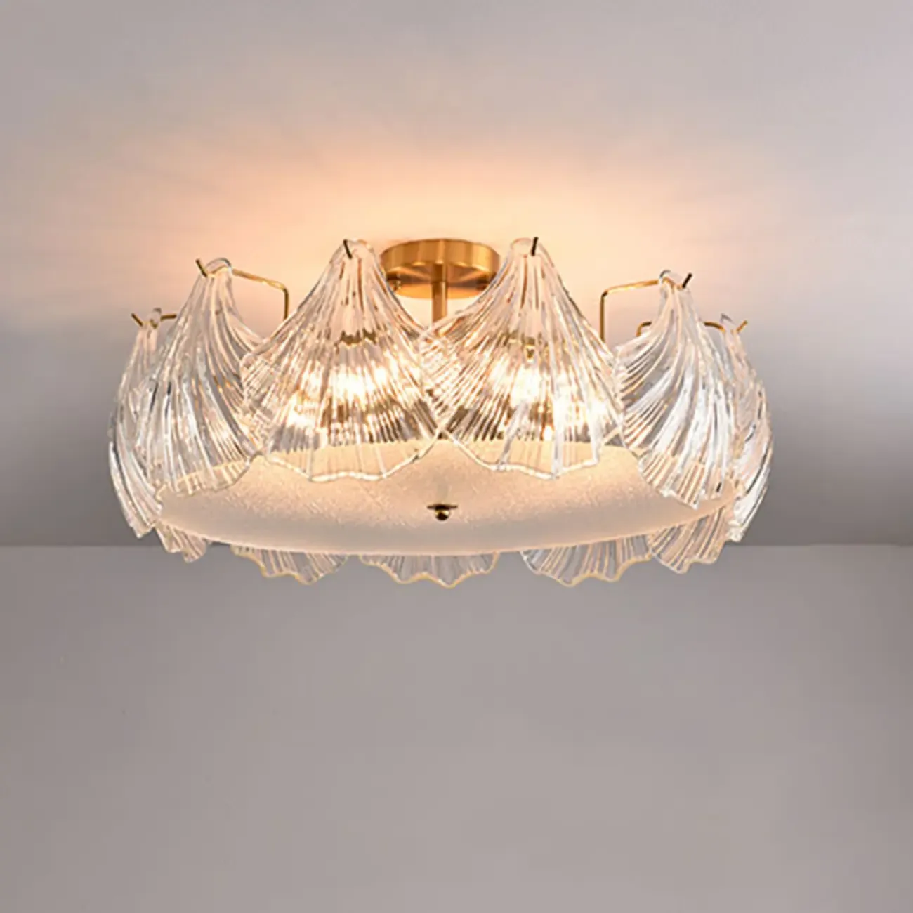 Luxury Living Room Ceiling Light with Glass Shell Shade Image - 10
