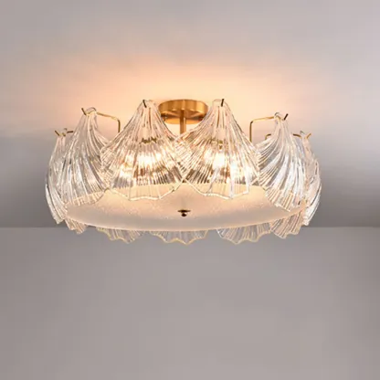 Luxury Living Room Ceiling Light with Glass Shell Shade Image - 10