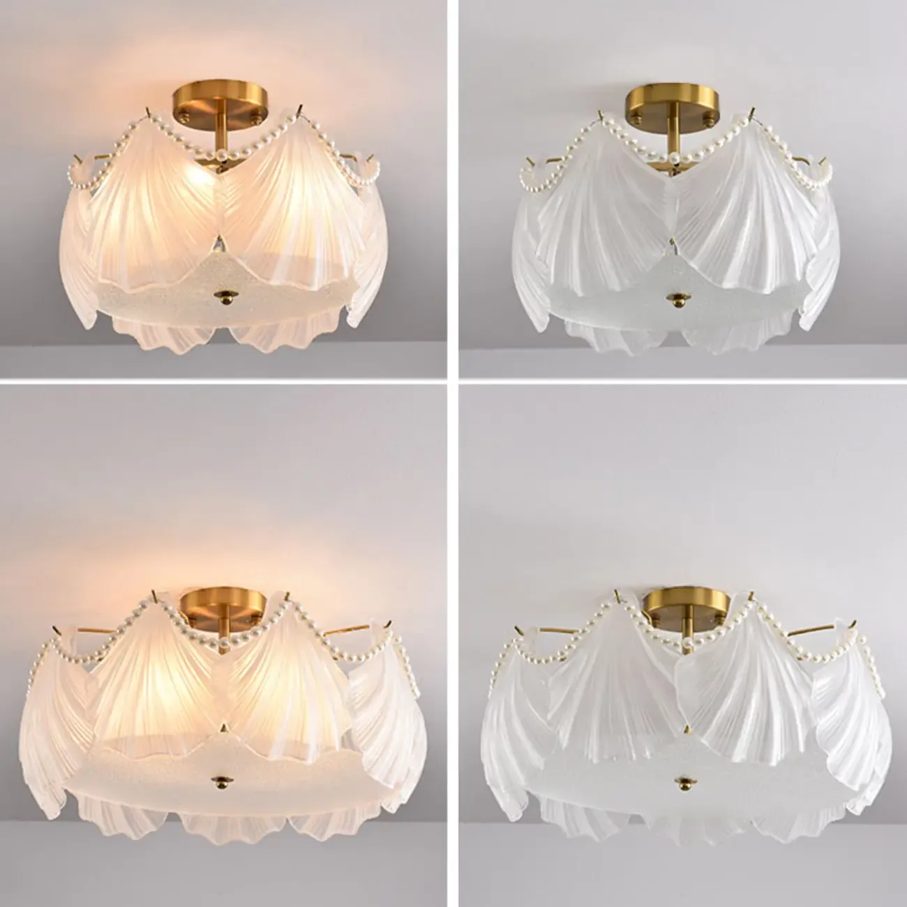Luxury Living Room Ceiling Light with Glass Shell Shade Image - 12