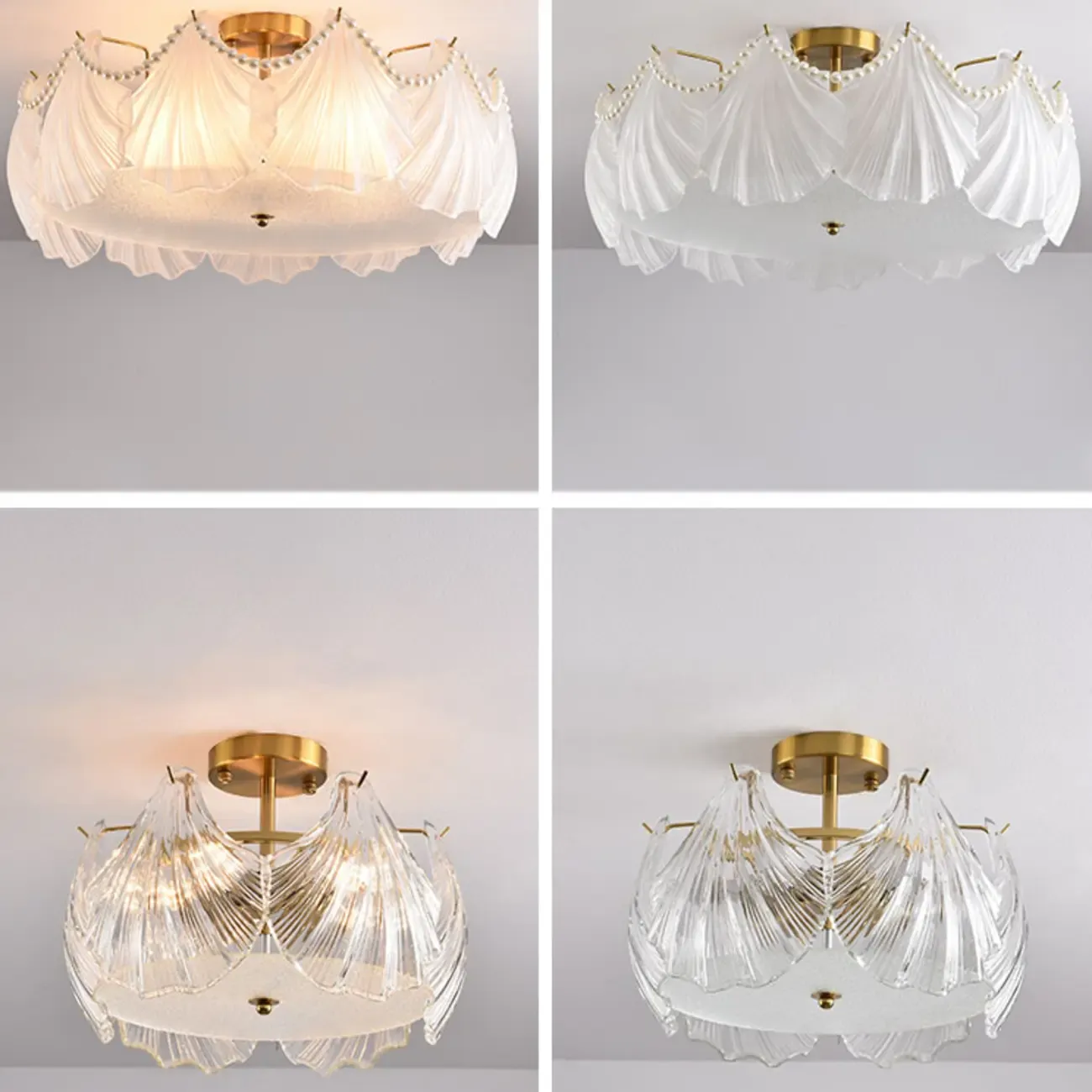 Luxury Living Room Ceiling Light with Glass Shell Shade Image - 13
