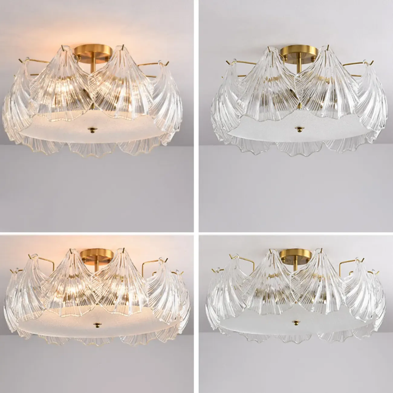 Luxury Living Room Ceiling Light with Glass Shell Shade Image - 14