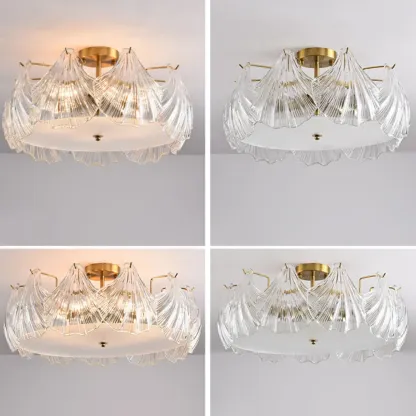 Luxury Living Room Ceiling Light with Glass Shell Shade Image - 14