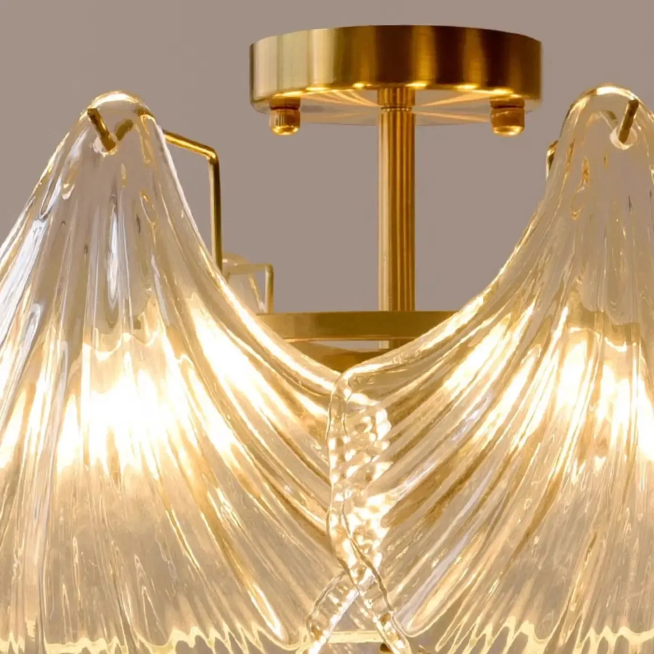 Luxury Living Room Ceiling Light with Glass Shell Shade Image - 16