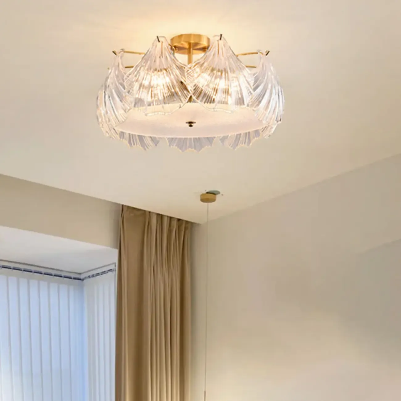 Luxury Living Room Ceiling Light with Glass Shell Shade Image - 20