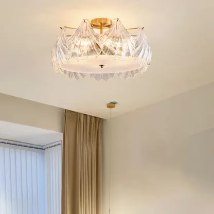 Luxury Living Room Ceiling Light with Glass Shell Shade Image - 20