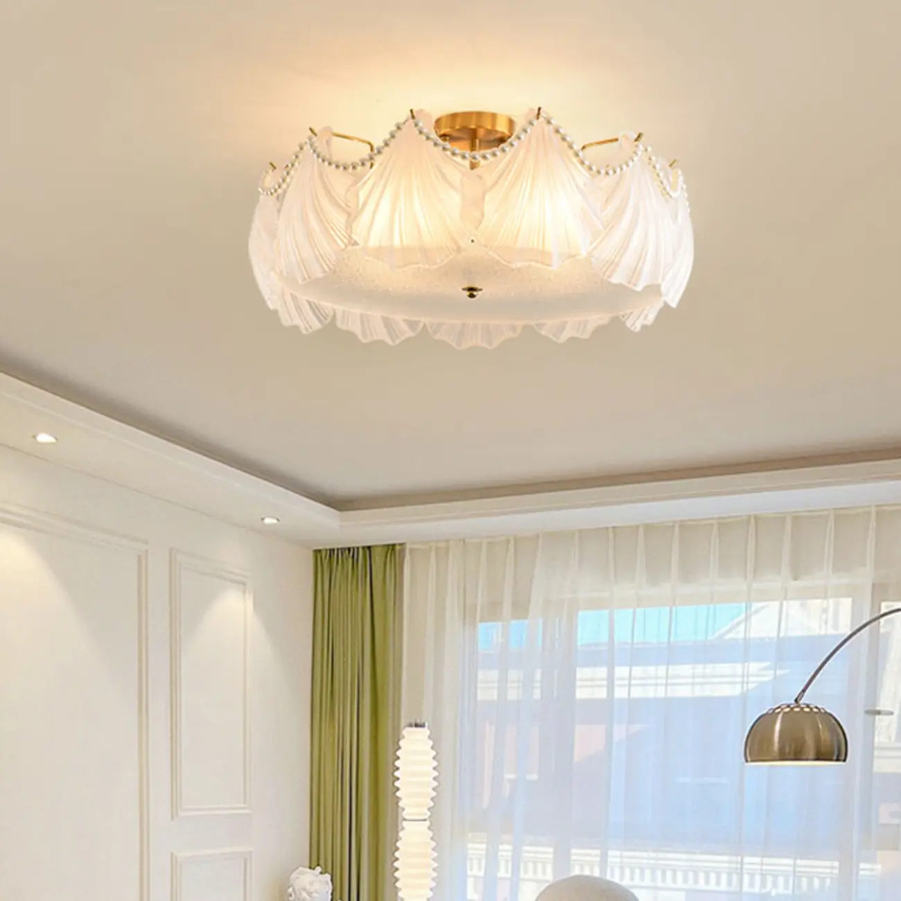 Luxury Living Room Ceiling Light with Glass Shell Shade Image - 23 | homeyfad