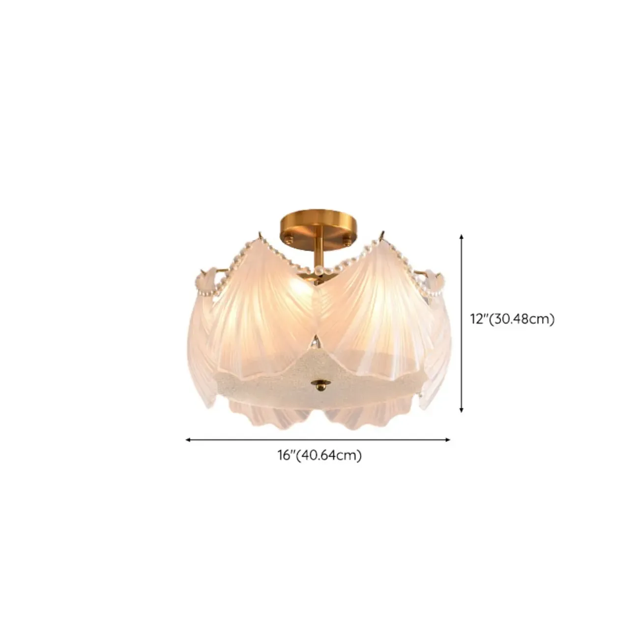 Luxury Living Room Ceiling Light with Glass Shell Shade #size